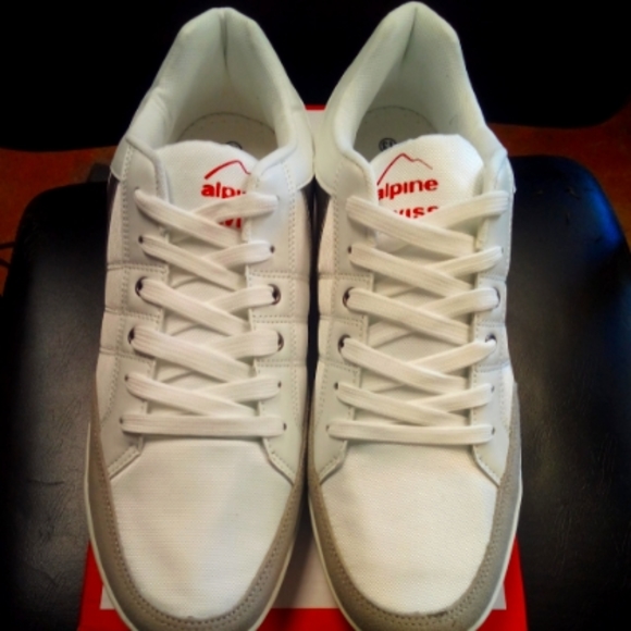 NEW Alpine Swiss Mens White Stefan Suede Trim Retro Fashion Sneakers sz 13 NWB - Picture 4 of 12